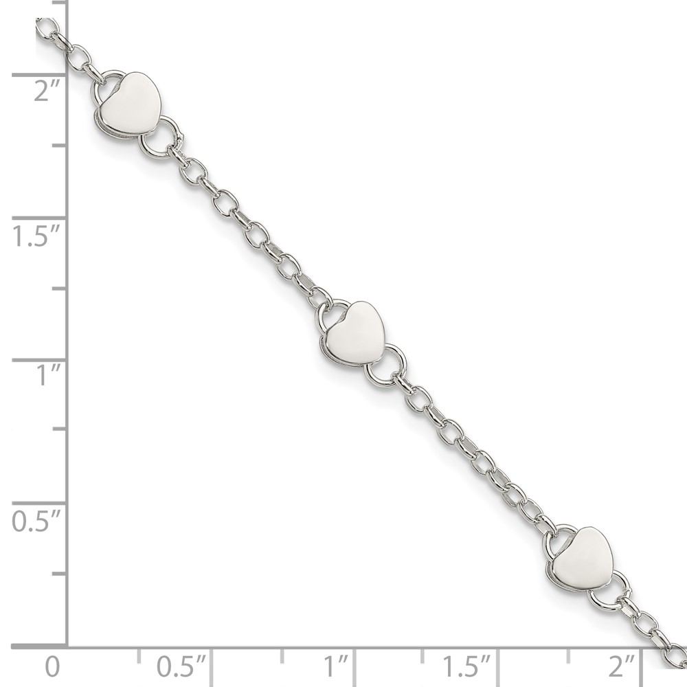 Sterling Silver Heart Childs 5 Inch Plus 1 Inch Ext. Bracelet (QG1445-6)