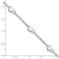 Sterling Silver Hearts Plus 1 Inch Extension Bracelet - 5in view 4