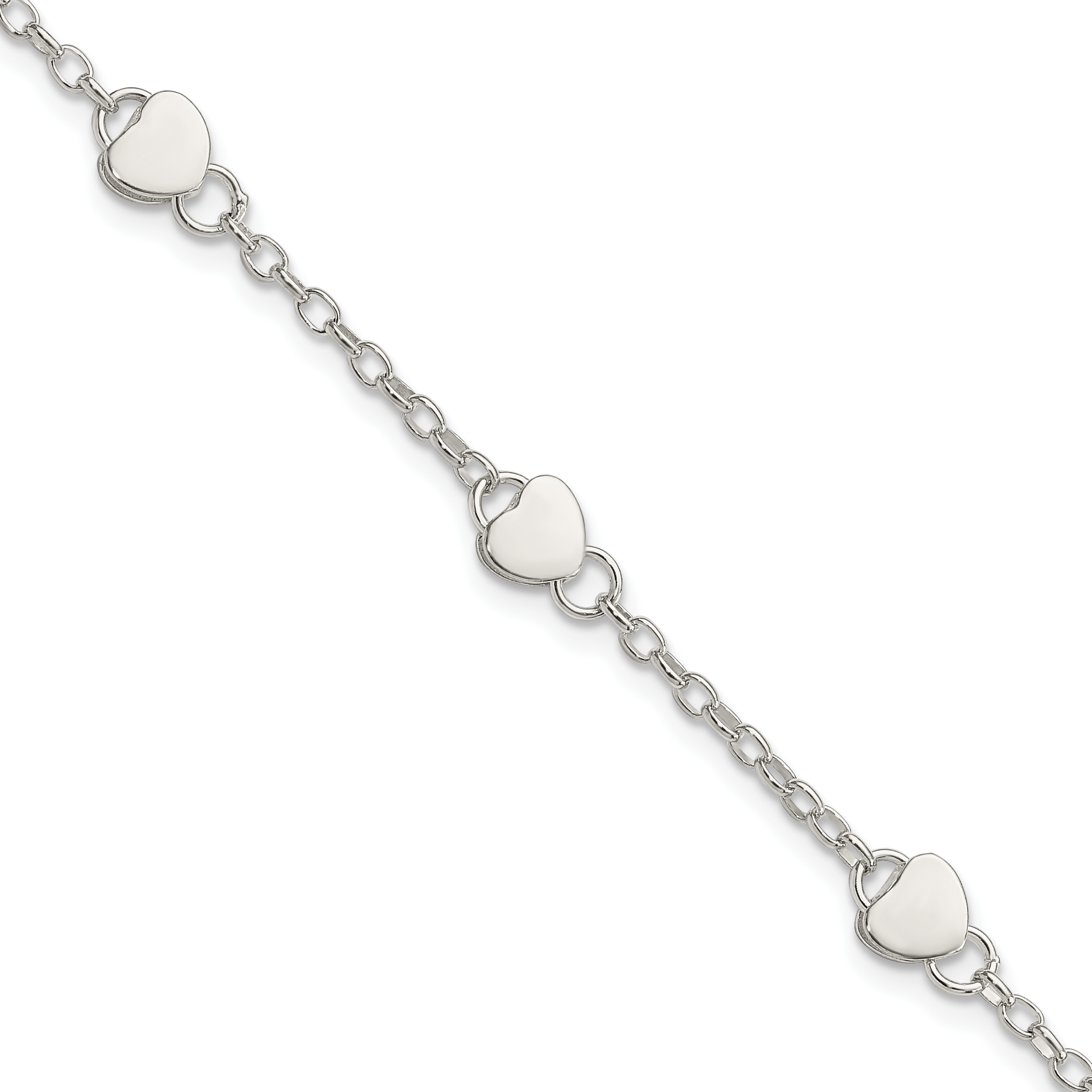 Sterling Silver Heart Childs 5 Inch Plus 1 Inch Ext. Bracelet (QG1445-6)