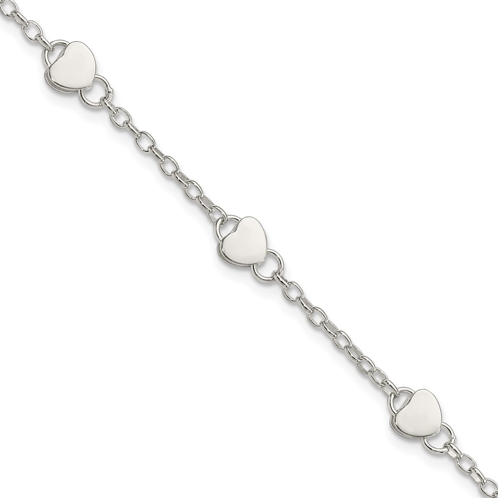 Sterling Silver Heart Childs 5 Inch Plus 1 Inch Ext. Bracelet (QG1445-6)