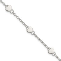Sterling Silver Hearts Plus 1 Inch Extension Bracelet - 5in view 1