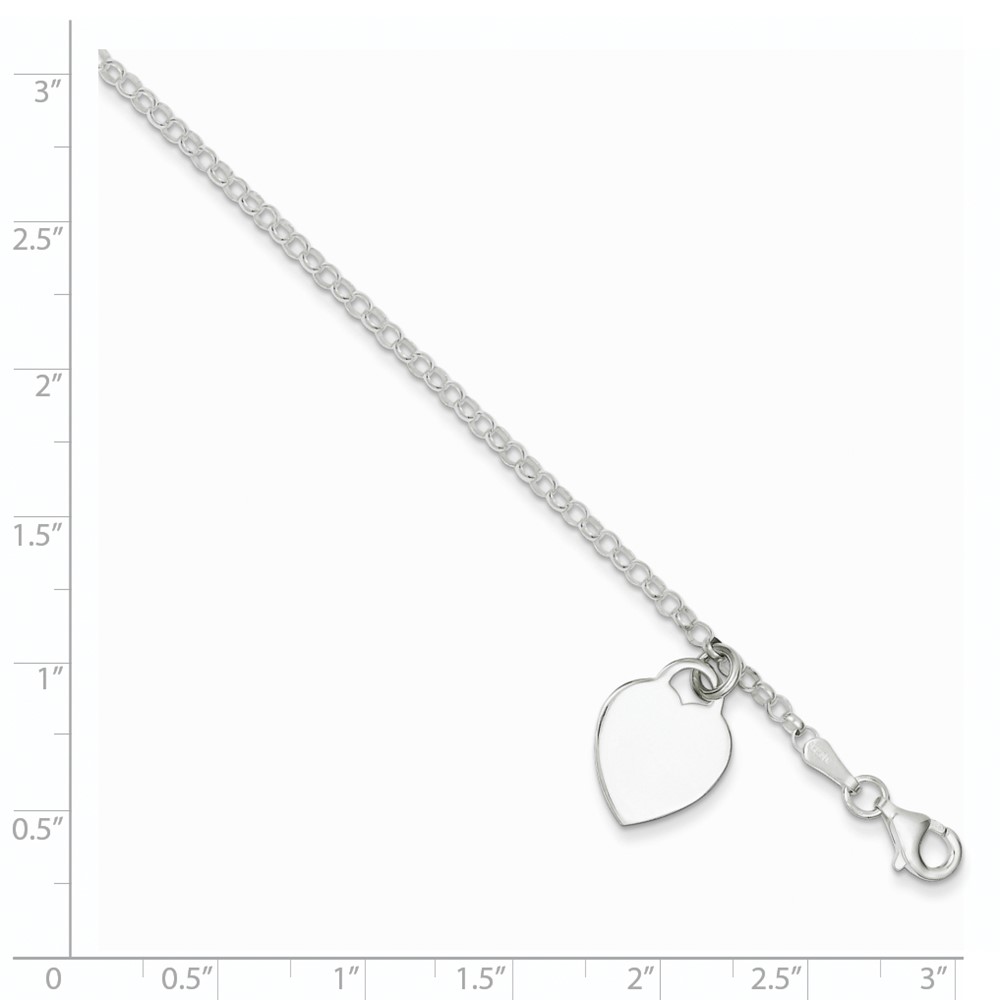 Sterling Silver Engraveable Heart 6 in Childs Bracelet (QG1446-6)