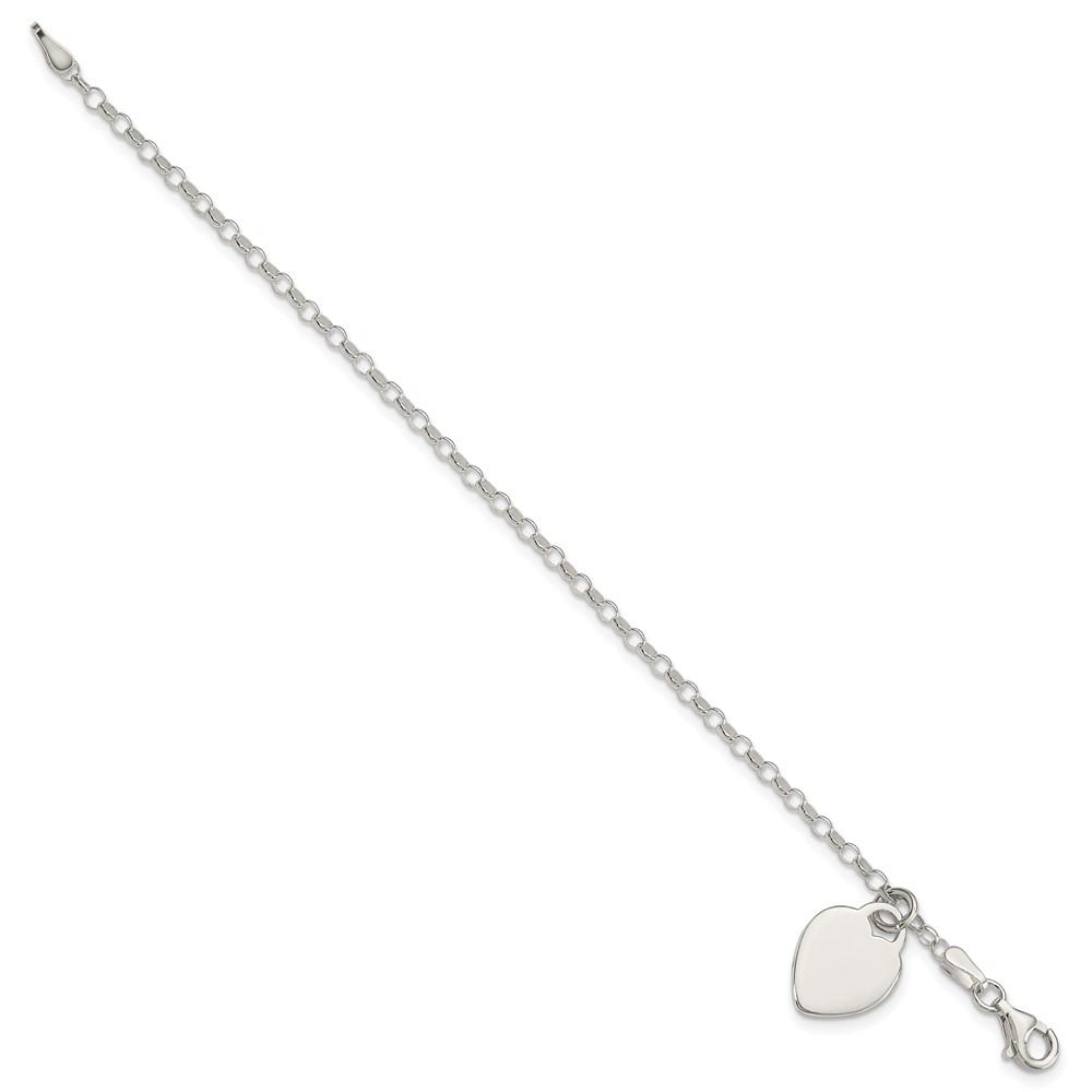 Sterling Silver Engraveable Heart 6 in Childs Bracelet (QG1446-6)