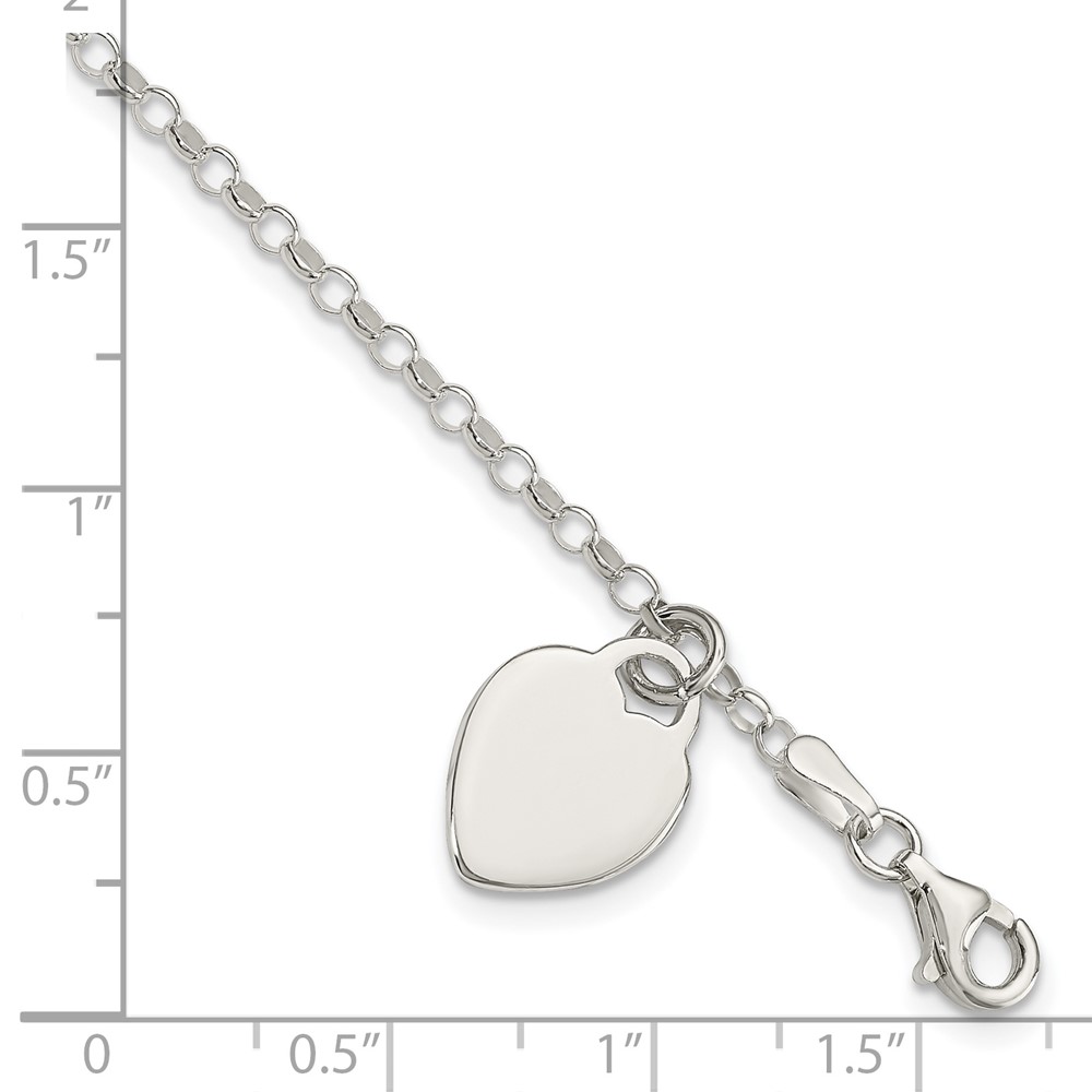 Sterling Silver Engraveable Heart 6 in Childs Bracelet (QG1446-6)