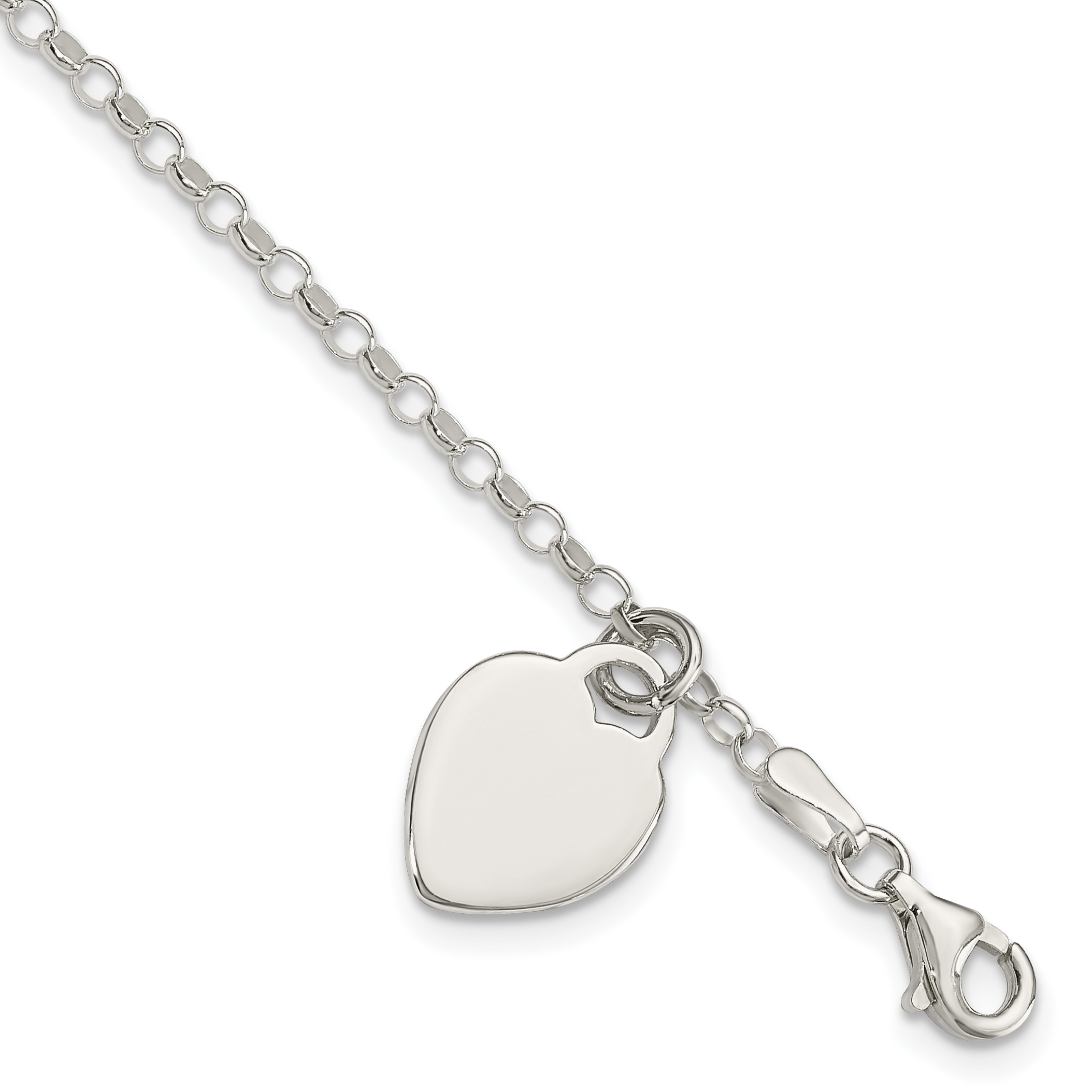 Sterling Silver Engraveable Heart 6 in Childs Bracelet (QG1446-6)