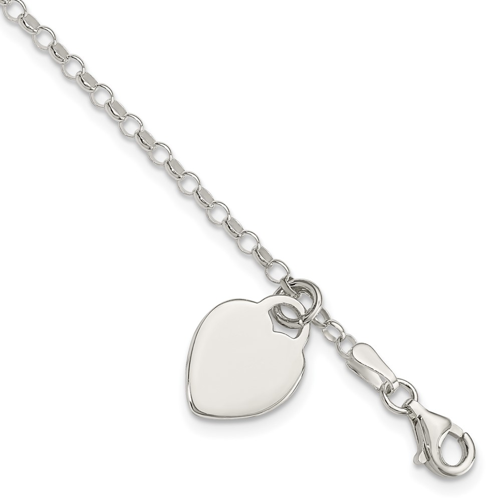 Sterling Silver Engraveable Heart 6 in Childs Bracelet (QG1446-6)
