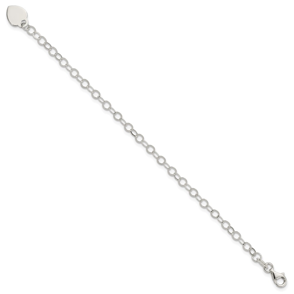 Sterling Silver Engraveable Heart Charm Childs Bracelet (QG1449-6)