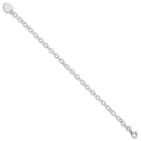 Sterling Silver Engravable 8mm Heart Charm Cable Link Bracelet - 6in view 2