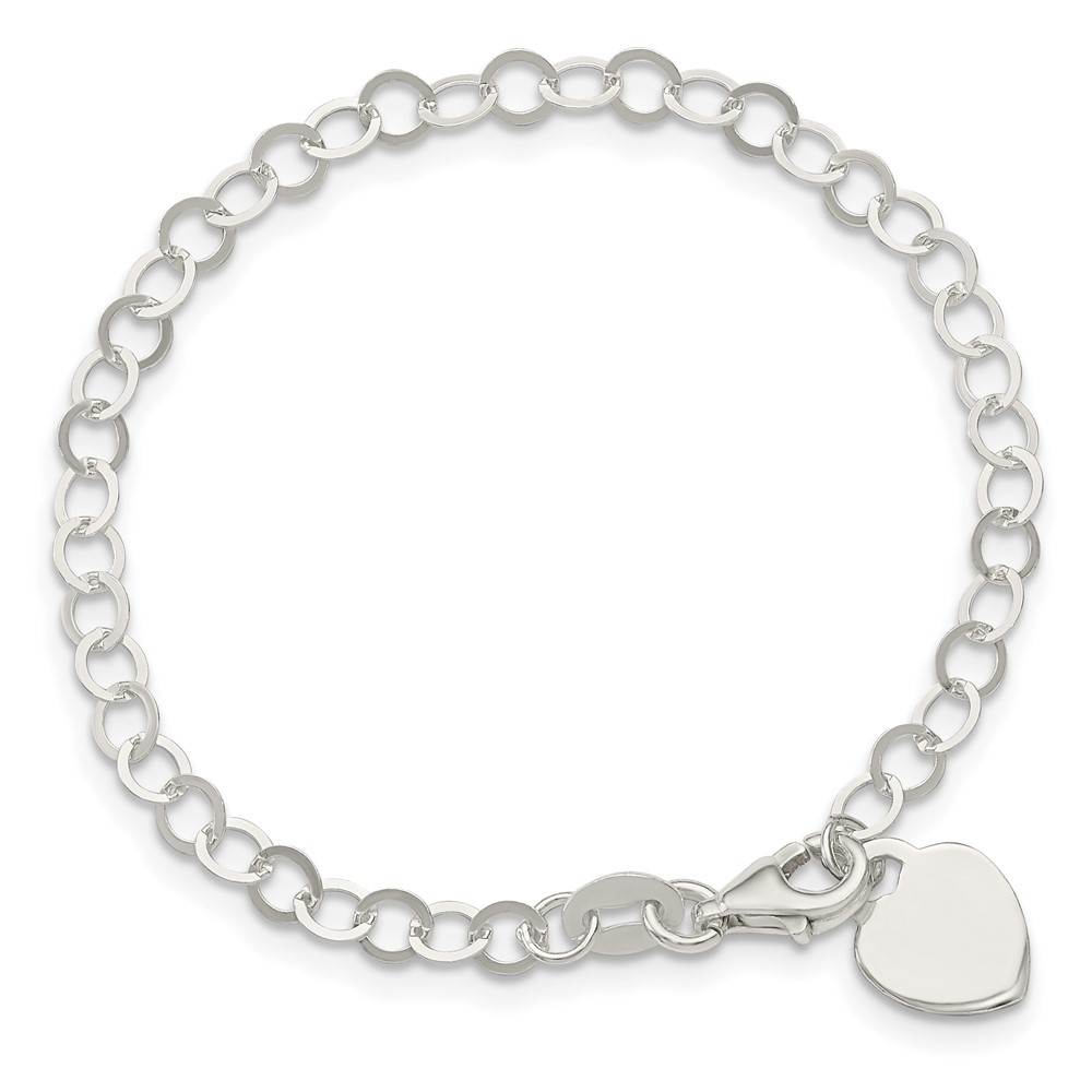 Sterling Silver Engraveable Heart Charm Childs Bracelet (QG1449-6)