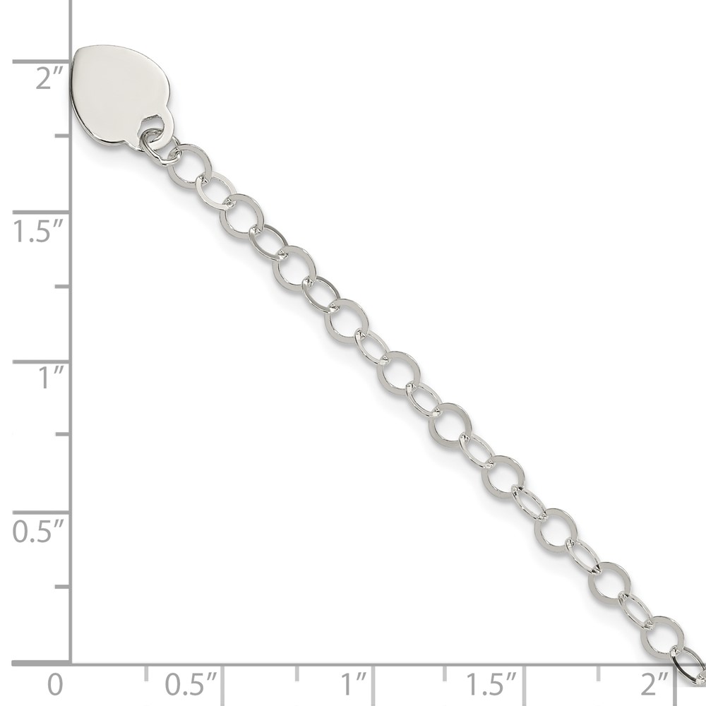 Sterling Silver Engraveable Heart Charm Childs Bracelet (QG1449-6)
