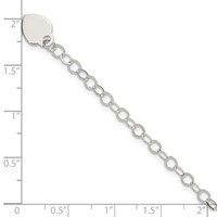 Sterling Silver Engravable 8mm Heart Charm Cable Link Bracelet - 6in view 4