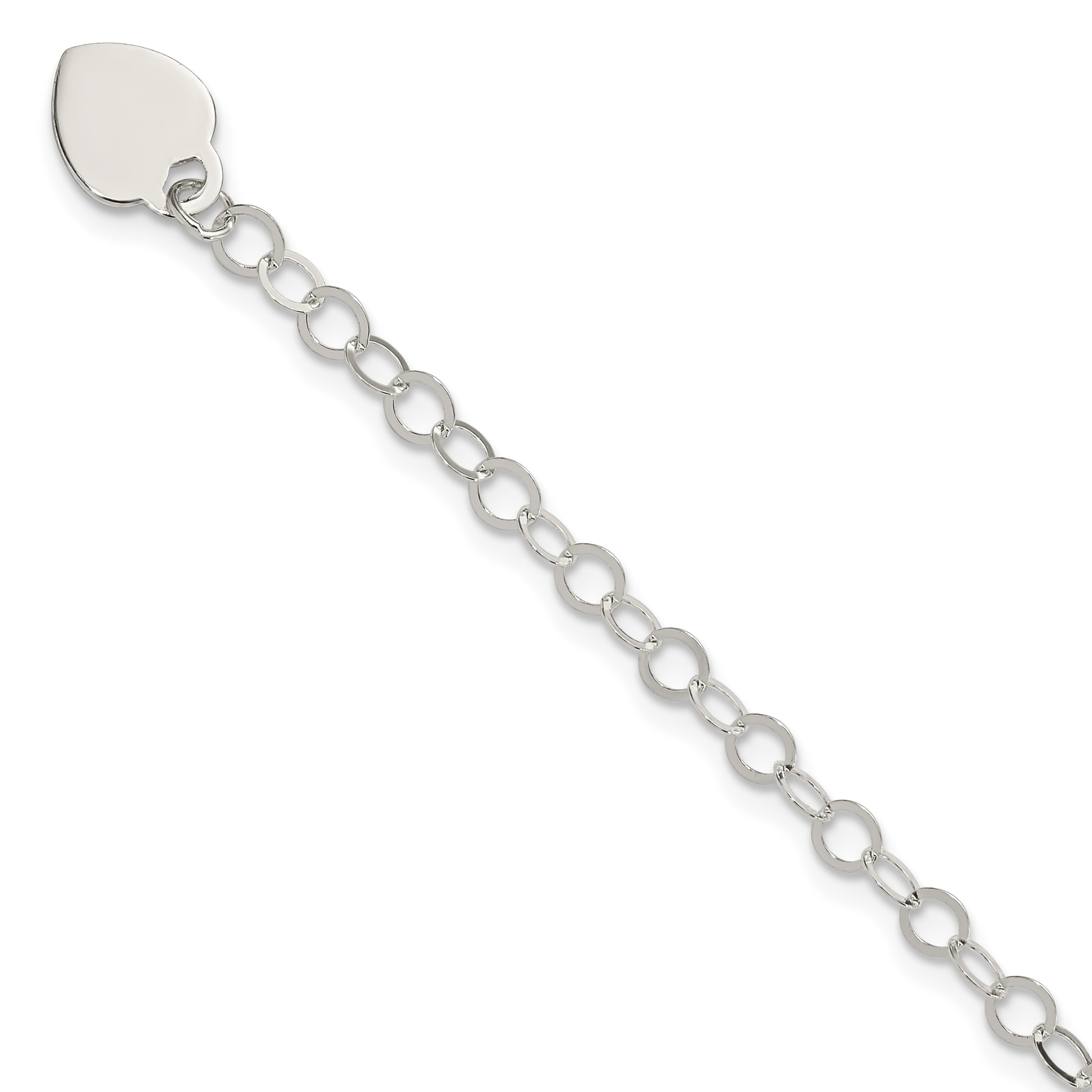Sterling Silver Engraveable Heart Charm Bracelet (QG1449-7.25)