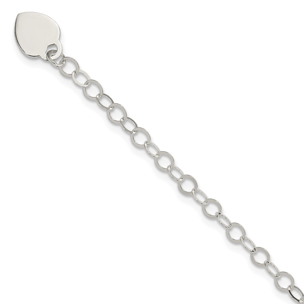Sterling Silver Engraveable Heart Charm Bracelet (QG1449-7.25)