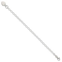 Sterling Silver Round Link Bracelet with Heart Dangle Charm - 6in view 2