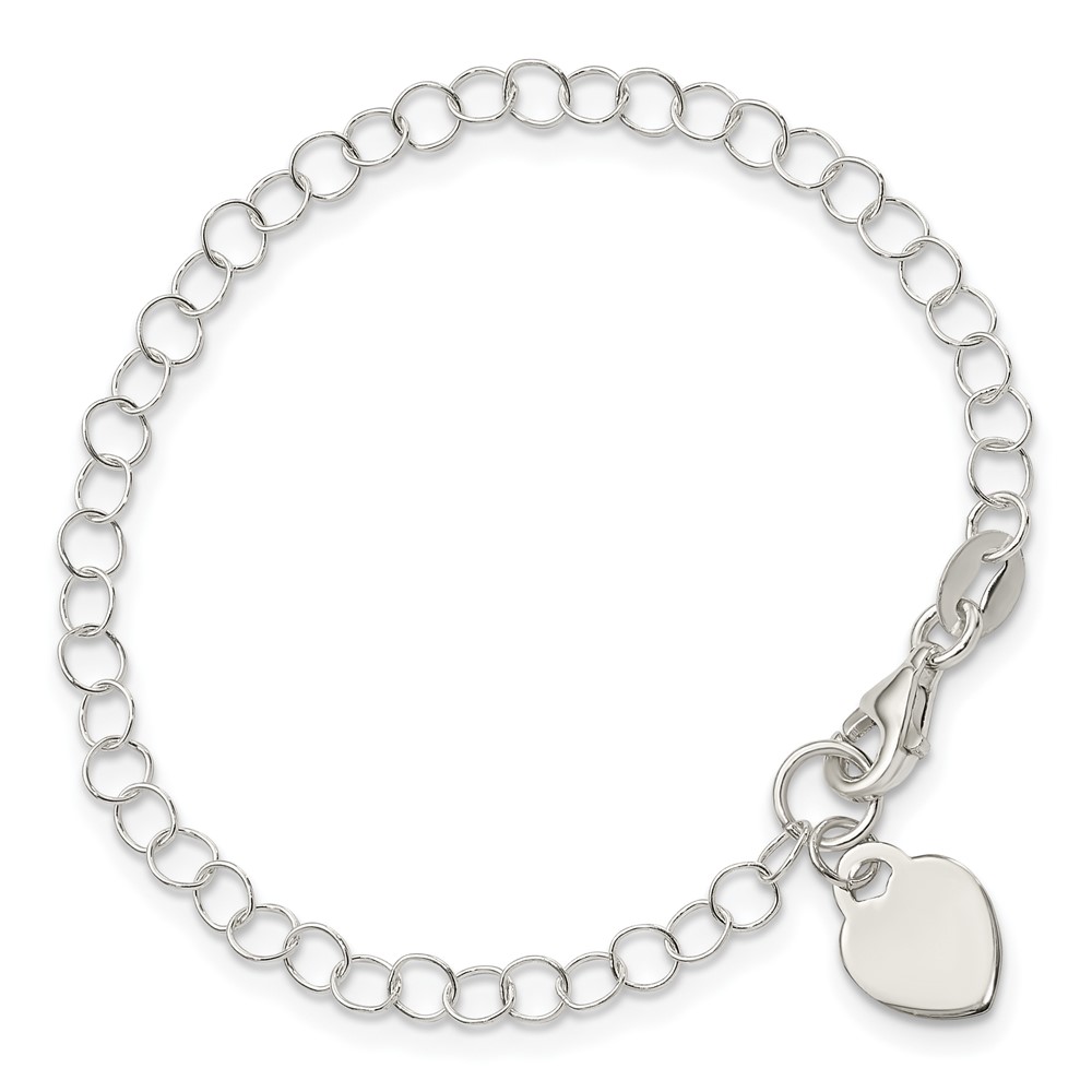 Sterling Silver Heart Charm Childs Bracelet (QG1450-6)