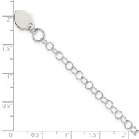 Sterling Silver Round Link Bracelet with Heart Dangle Charm - 6in view 4