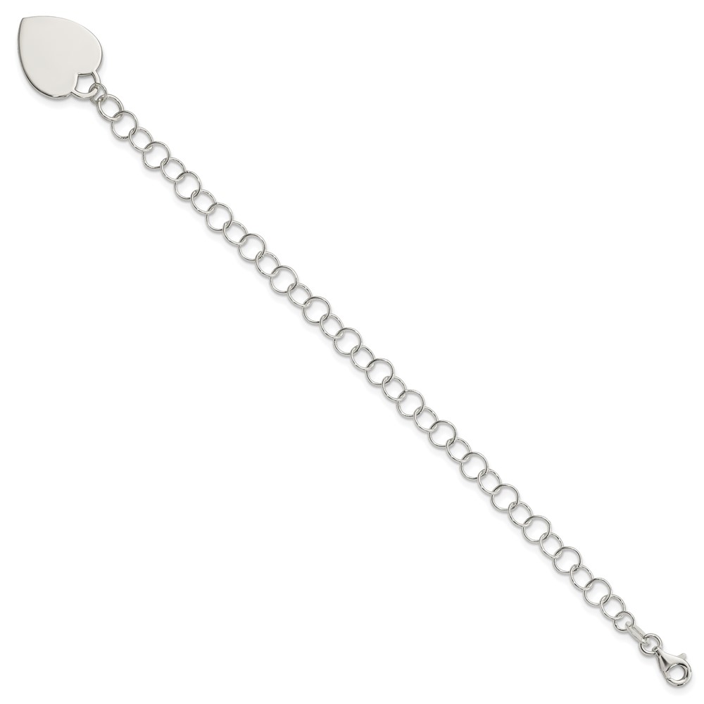 Sterling Silver Engraveable Heart Bracelet (QG1451-7.25)