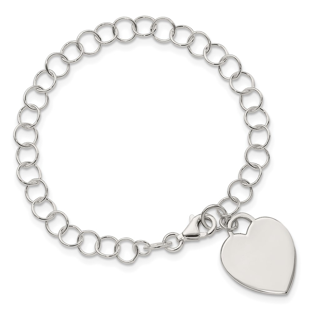 Sterling Silver Engraveable Heart Bracelet (QG1451-7.25)