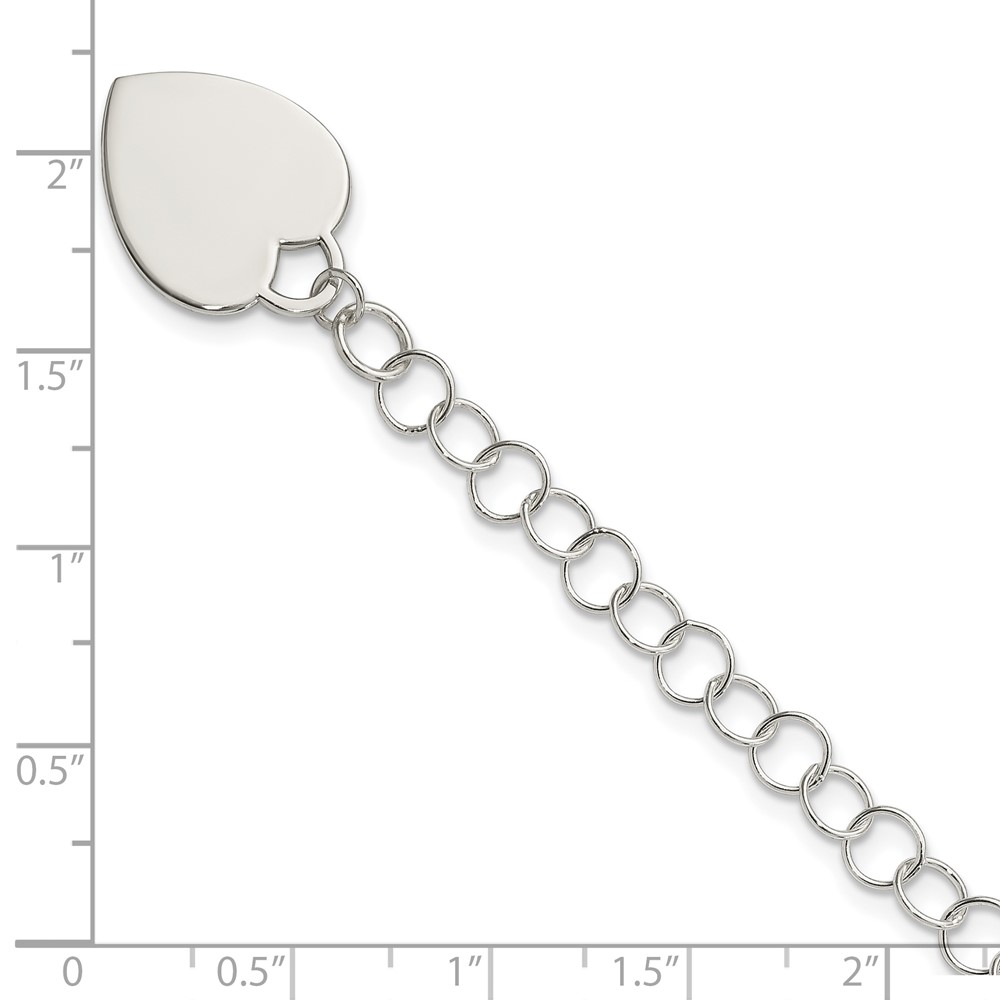 Sterling Silver Engraveable Heart Bracelet (QG1451-7.25)