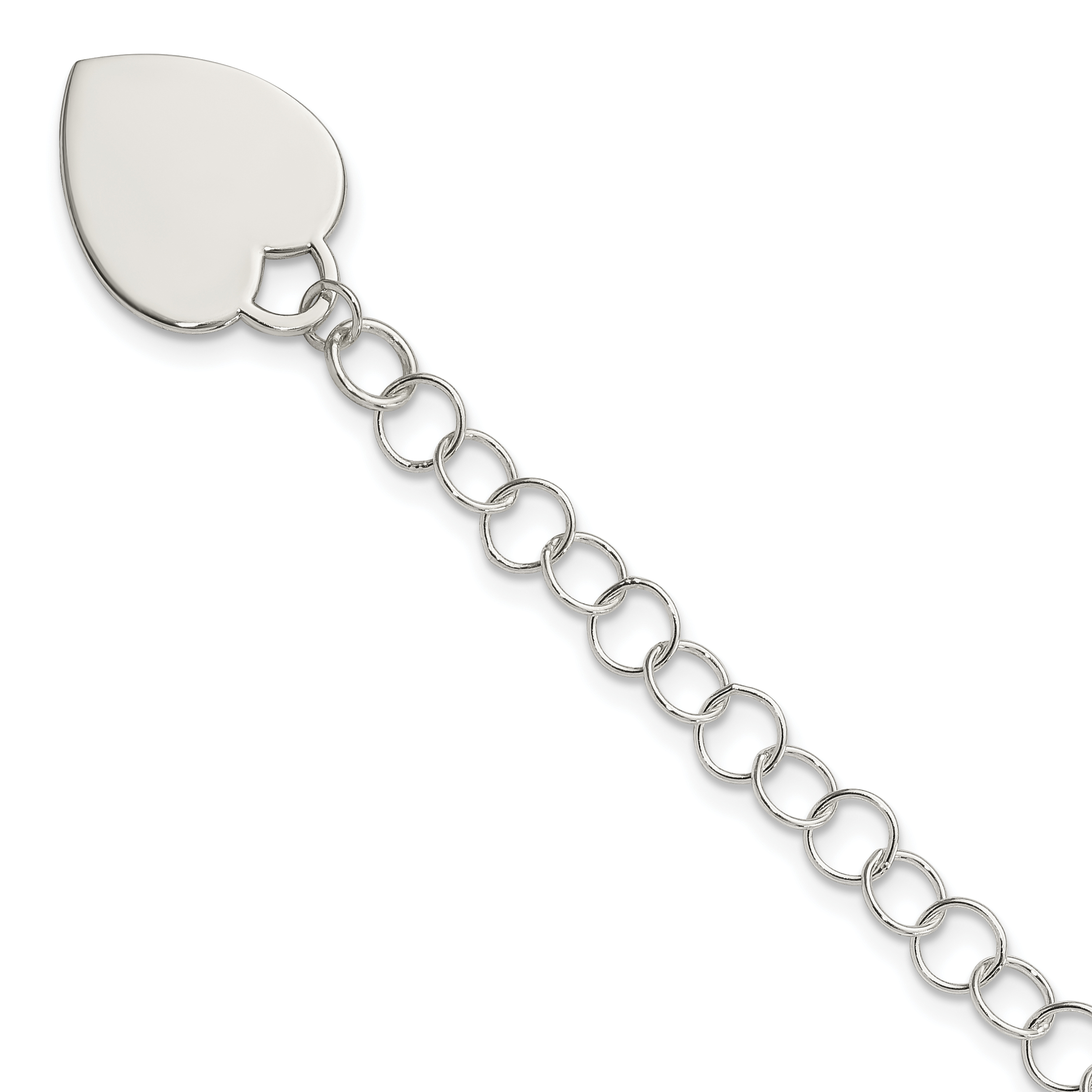 Sterling Silver Engraveable Heart Bracelet (QG1451-7.25)