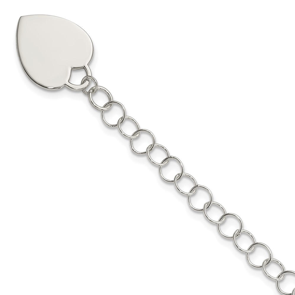 Sterling Silver Engraveable Heart Bracelet (QG1451-7.25)