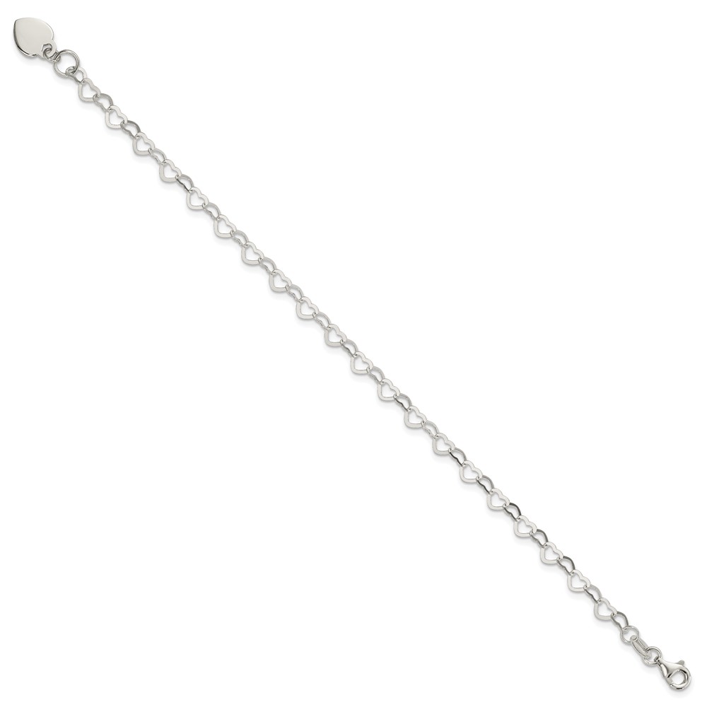 Sterling Silver Heart Link Childs Bracelet (QG1452-6)