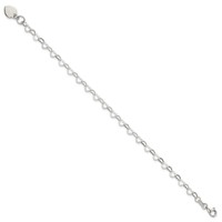 Sterling Silver Fancy Heart Link Bracelet with Heart Dangle Charm, 6" view 2