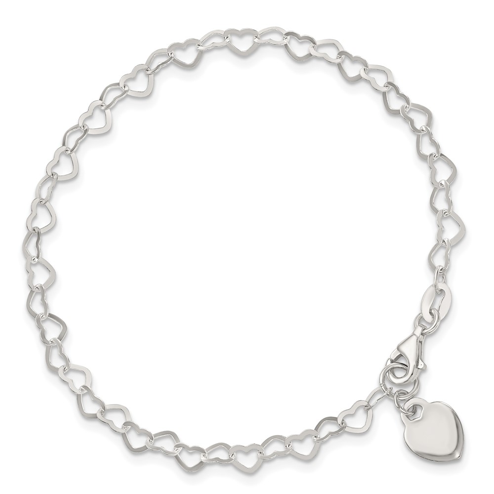 Sterling Silver Heart Link Childs Bracelet (QG1452-6)