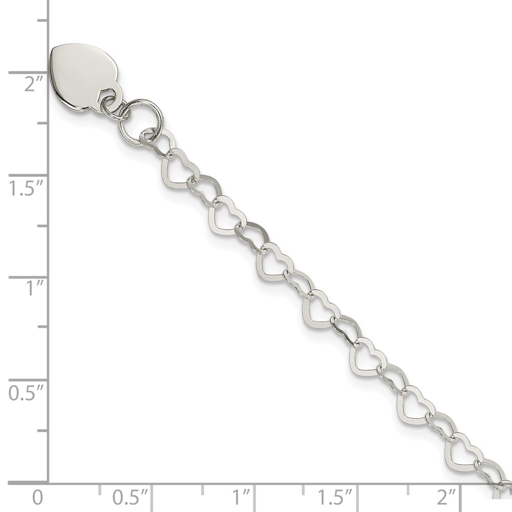 Sterling Silver Heart Link Childs Bracelet (QG1452-6)