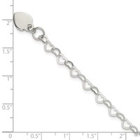 Sterling Silver Fancy Heart Link Bracelet with Heart Dangle Charm, 6" view 4