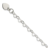 Sterling Silver Fancy Heart Link Bracelet with Heart Dangle Charm, 6" view 1