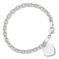 Sterling Silver Engravable 18mm Heart Charm Rolo Link Bracelet, 8.5" view 3