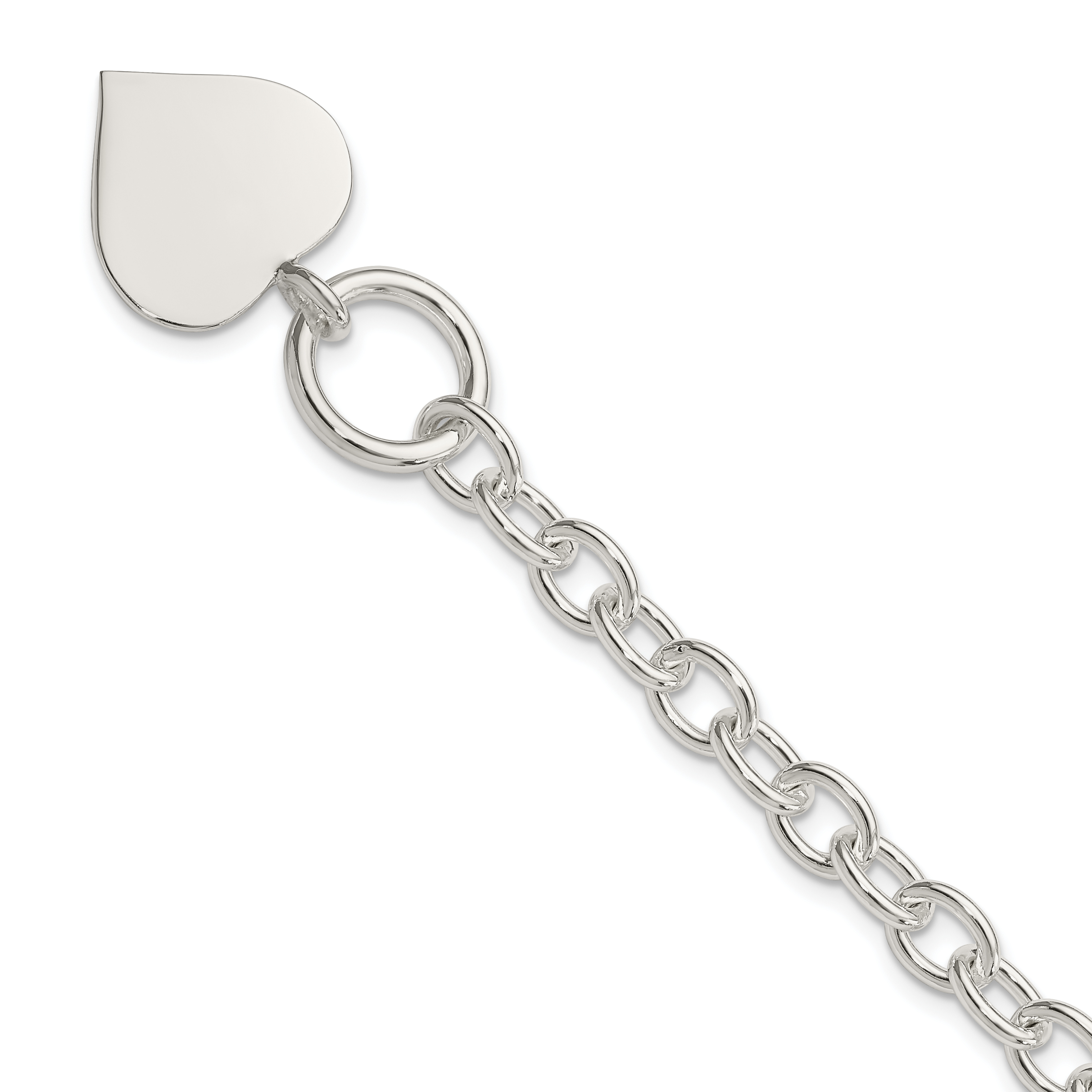Sterling Silver Engraveable Heart Bracelet (QG1462-7.5)
