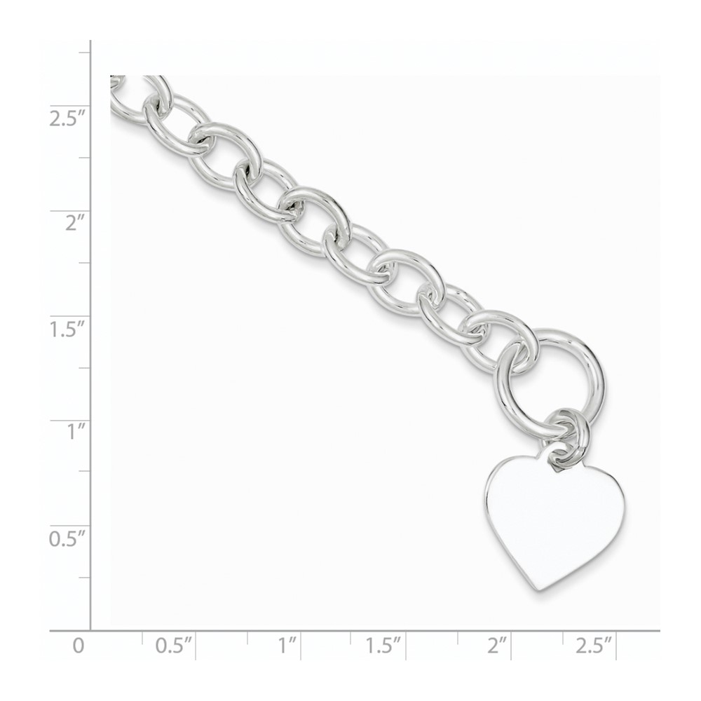 Sterling Silver Engraveable Heart Fancy Link Bracelet (QG1464-7.5)