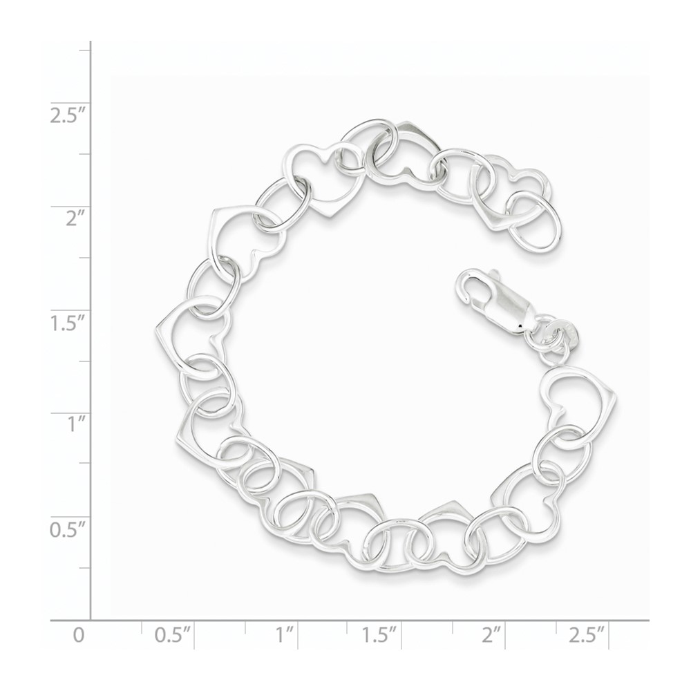 Sterling Silver Heart Link Bracelet (QG1469-7)