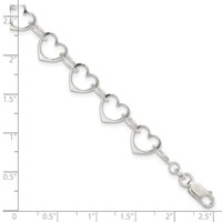 Sterling Silver Polished 10mm Heart Link Bracelet - 7in view 4