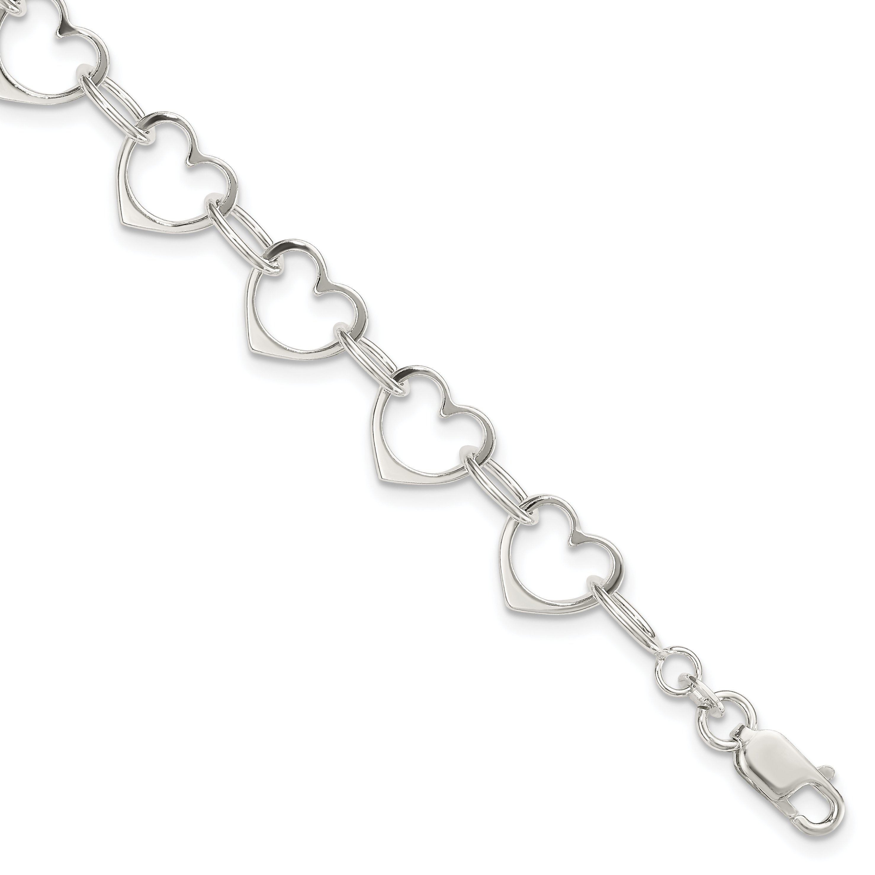 Sterling Silver Heart Link Bracelet (QG1469-7)