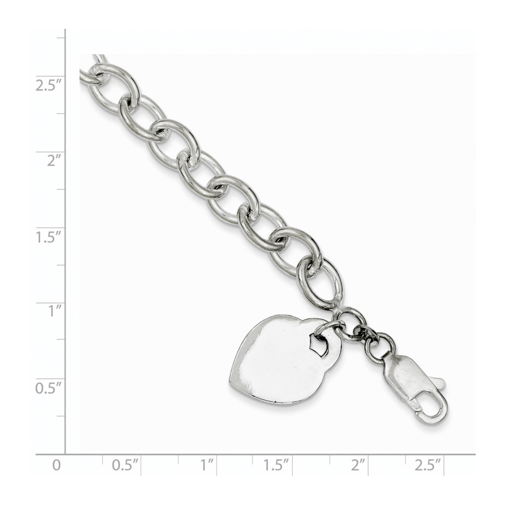 Sterling Silver Polished Engraveable Heart Bracelet (QG1475-7.25)