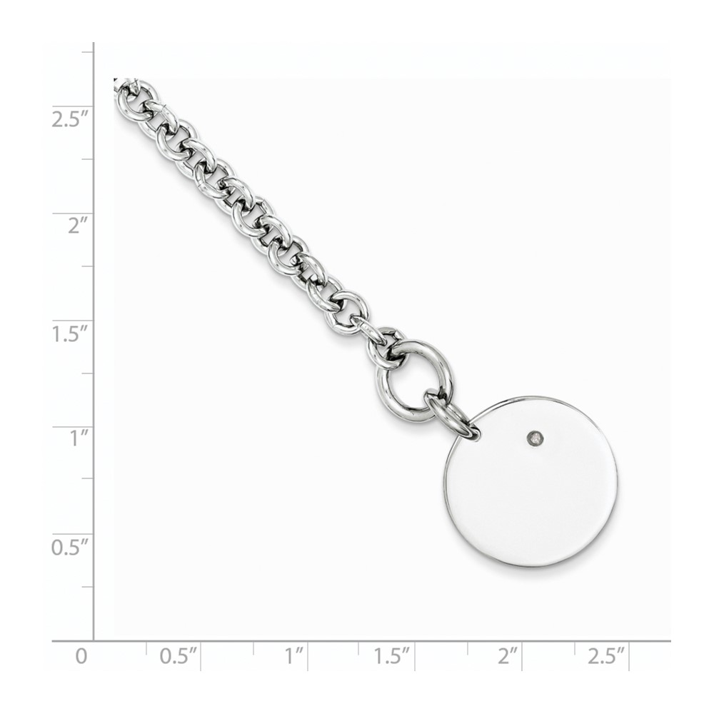 Sterling Silver Rhodium-plated .03ct Diamond Disc Bracelet (QG1498-7.5)