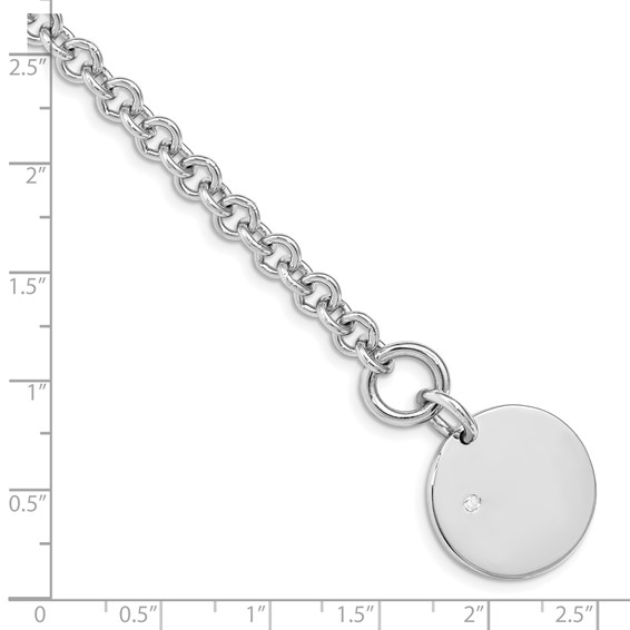 Sterling Silver Rhodium-plated .03ct Diamond Disc Bracelet