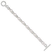Sterling Silver Polished Double Twist Link Toggle Bracelet - 7in view 2