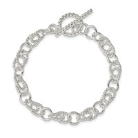 Sterling Silver Polished Double Twist Link Toggle Bracelet - 7in view 3