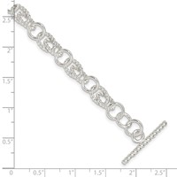Sterling Silver Polished Double Twist Link Toggle Bracelet - 7in view 4