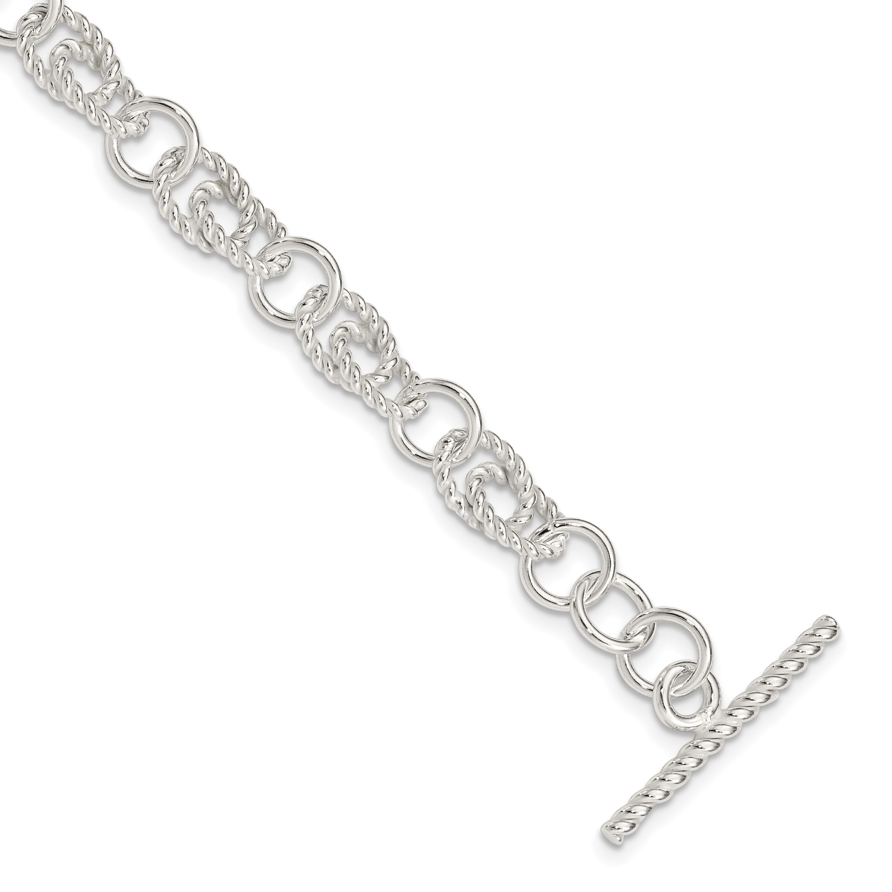 Sterling Silver Double Twist Link Bracelet (QG1526-7)