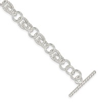 Sterling Silver Polished Double Twist Link Toggle Bracelet - 7in view 1