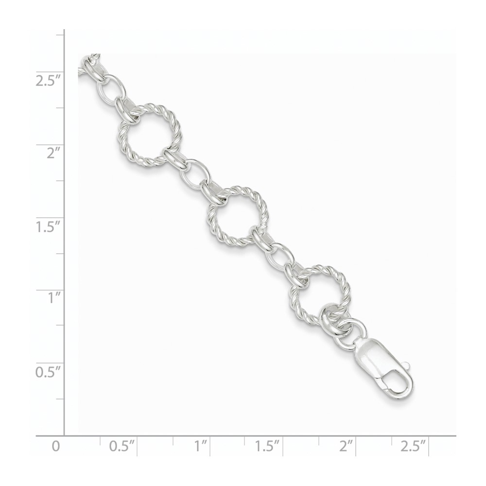 Sterling Silver Twist Circle Link Bracelet (QG1527-7.25)