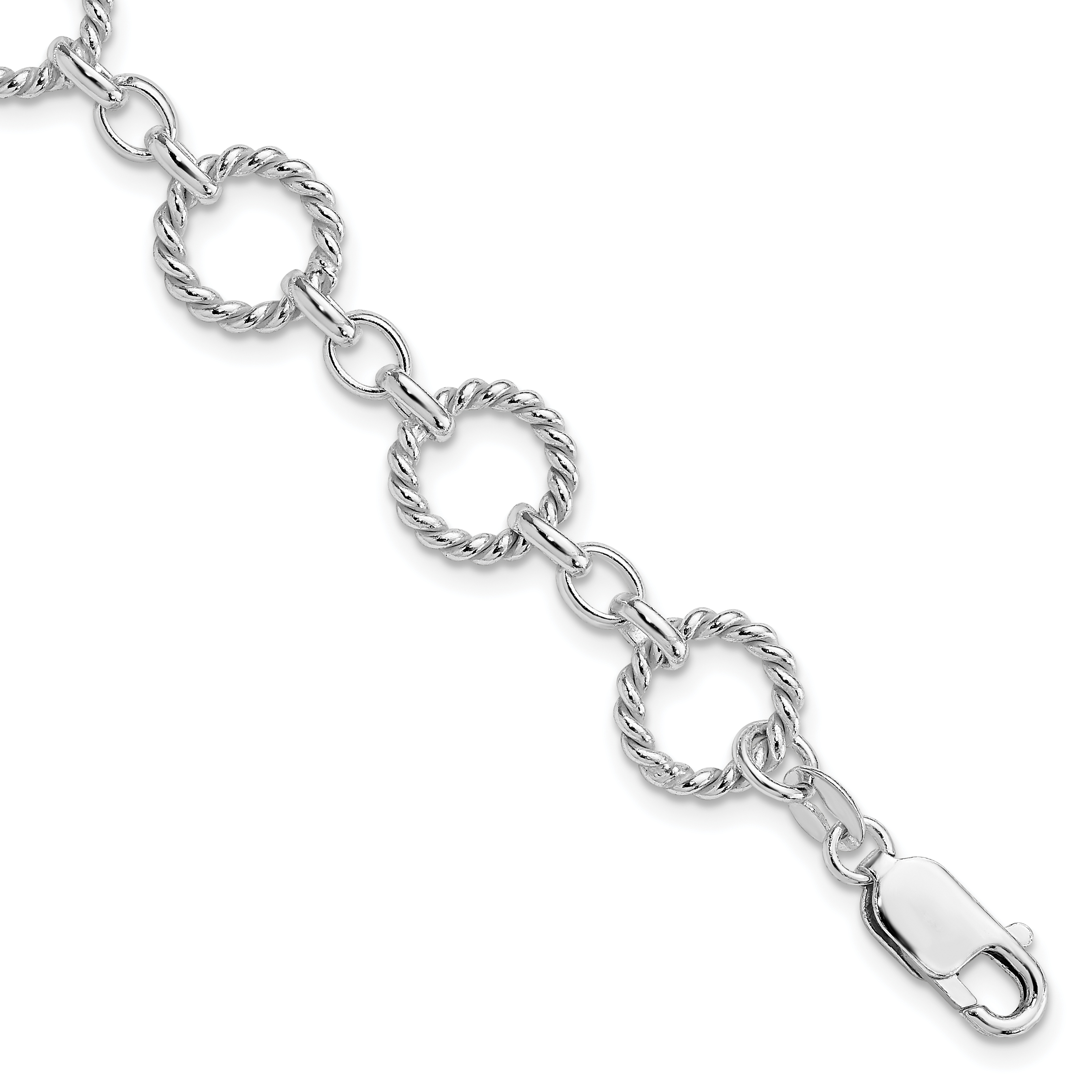 Sterling Silver Twist Circle Link Bracelet (QG1527-7.25)