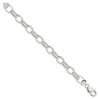 Sterling Silver 10mm Solid Oval Rolo Link Bracelet, 7.5" view 2