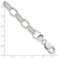 Sterling Silver 10mm Solid Oval Rolo Link Bracelet, 7.5" view 4