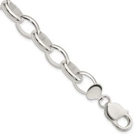 Sterling Silver 10mm Solid Oval Rolo Link Bracelet, 7.5" view 1